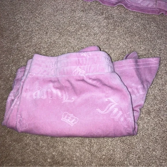 Juicy Couture Velour-Look Embossed Pajama Set - Shorts and Short Sleeved Shirt - Picture 3 of 7